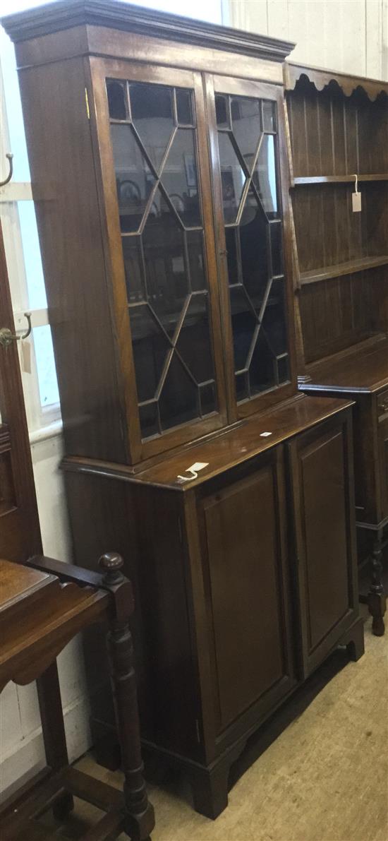 Mahogany bookcase with glazed upper part